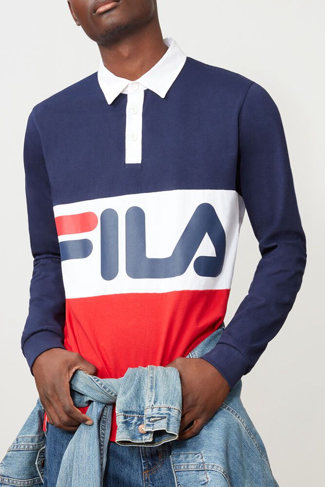 Fila Polo Mens Navy/Red/White - Harley Rugby - Philippines 0463598-HV